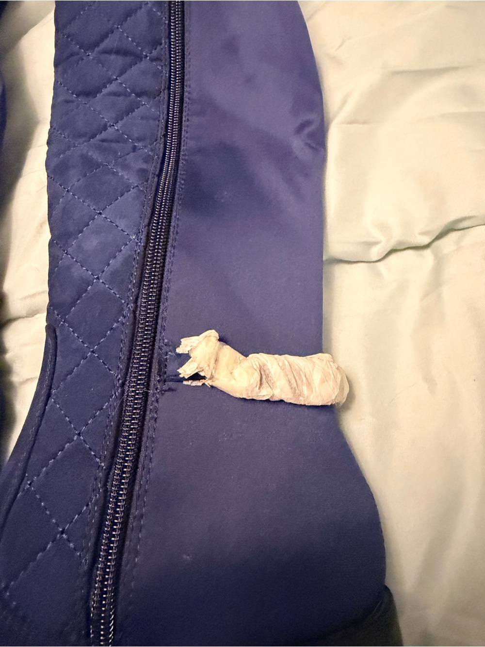 JustFab Quilted Navy Knee-High Heeled Boots - Picture 3 of 7